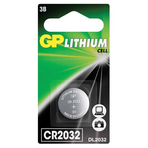Элементы питания батарейка GP CR2032, 3V, литий, бл/1