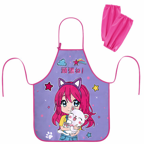 превью Накидка фартук с нарукавниками для труда ЮНЛАНДИЯ, 46×54 см, «Anime hugs»