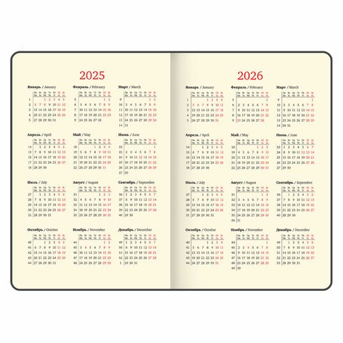 Еженедельник датированный 2025, А5, 145×215 мм, BRAUBERG «Comodo», под кожу, темно-синий