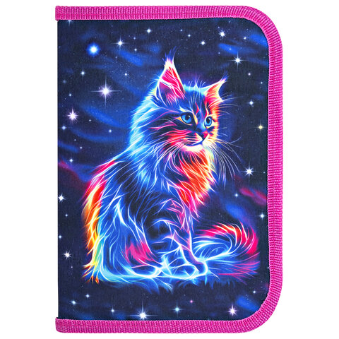 Пенал BRAUBERG, 1 отделение, полиэстер, 21×14 см, «Space cat»
