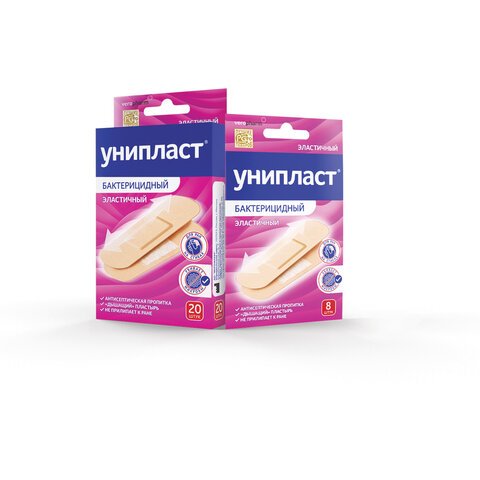 Набор лейкопластырей бактерицидных 20 шт. УНИПЛАСТ, 1.9×7.2 см, эластичные