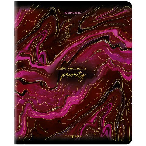 Тетради ДЭК А5 48 л. КОМПЛЕКТ 5 шт. BRAUBERGклеткаSoftTouchфольга«Marble»404680