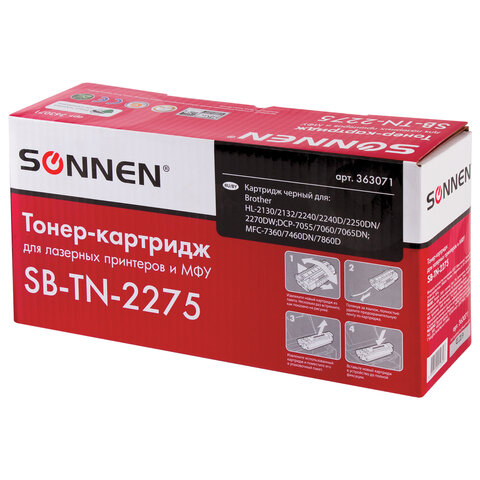Картридж лазерный SONNEN SB-TN2275 для BROTHER HL-2240R/2240DR/2250DNR, ресурс 2600 страниц
