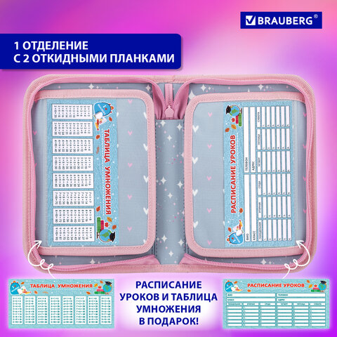 Пенал BRAUBERG, 1 отделение, 2 откидные планки, полиэстер, 21×14 см, «Anime friends»