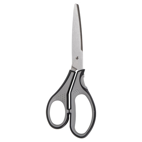 Ножницы BRAUBERG SUPER, 210 мм, серо-черные, 2-х сторонняя заточка
