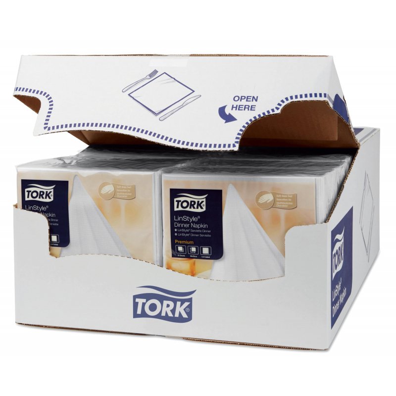 Салфетки бумажные Tork LinStyle Premium 478711 39×39 см белые 1-слойные 50 штук в упаковке