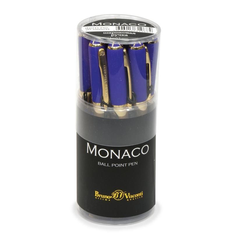 Ручка шариковая неавтоматическая Bruno Visconti Monaco синяя (синий/фиолетовый корпус, толщина линии 0.4 мм)