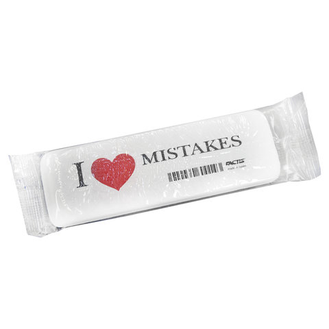 Резинка стирательная большая FACTIS I love mistakes (Испания), 140×44×9 мм, синтетический каучук
