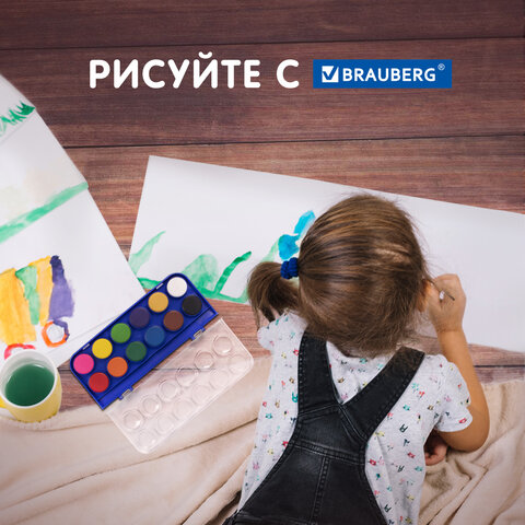 Краски акварельные BRAUBERG «PREMIUM» 12 цветовкруглые кюветы 28 ммпенал191743