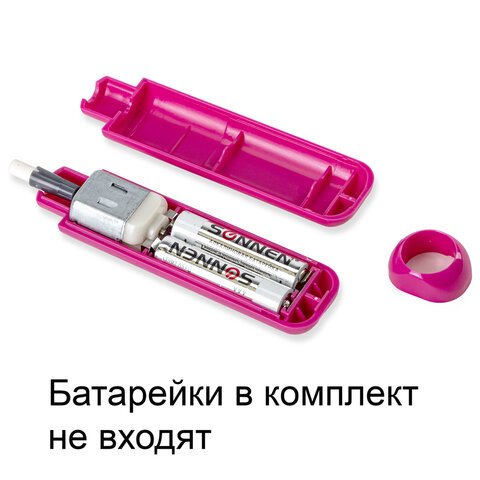 Ластик электрический BRAUBERG «JET», питание от 2 батареек ААА, 8 сменных ластиков, розовый