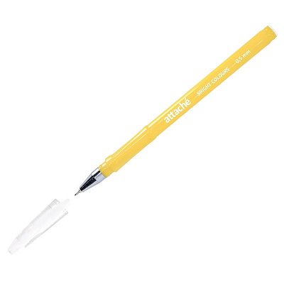 Ручка шариковая неавтоматическая Attache Bright Colors синяя (желтый корпус, толщина линии 0.5 мм)