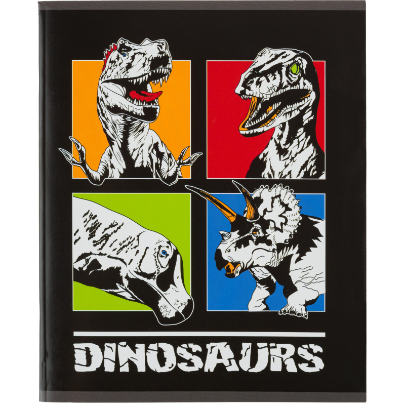 превью Тетрадь общая А5 48л №1School Dinosaurs, клет, скреп, ВД-лак