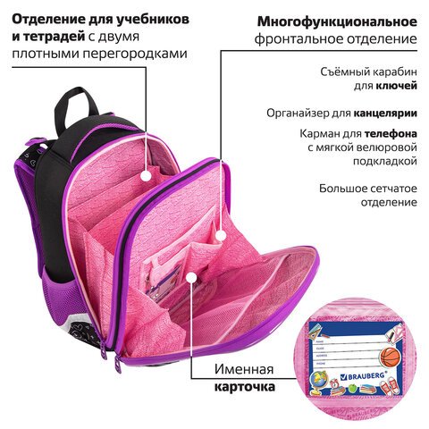 Ранец BRAUBERG PREMIUM, 2 отделения, с брелоком, «Anime movie», 38×29х16 см