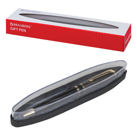Ручка подарочная шариковая BRAUBERG Sonata, СИНЯЯ, корпус золотистый с черным, линия письма 0.5 мм