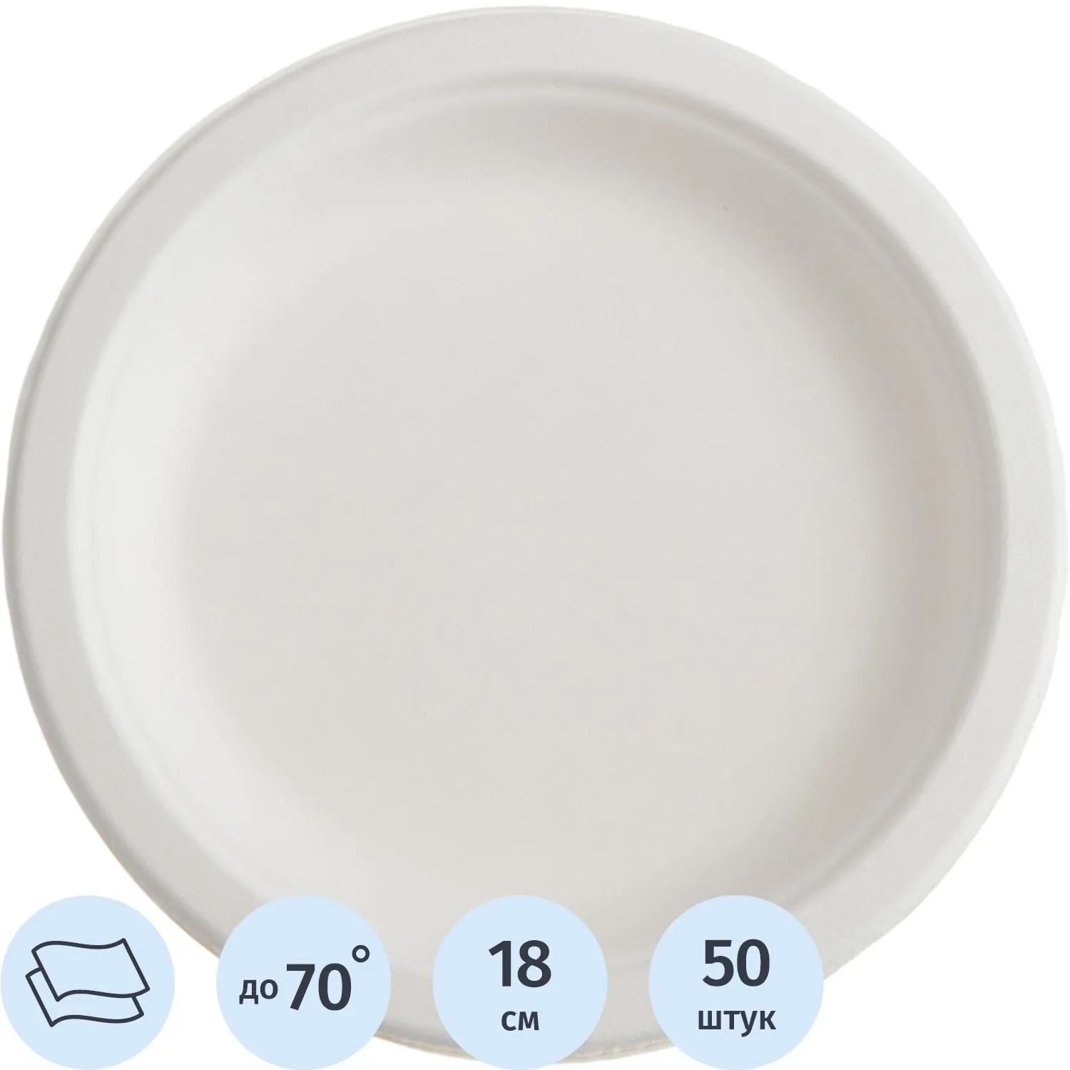 Тарелка одноразовая бумажная 180 мм белая 50 шт. в упаковке
