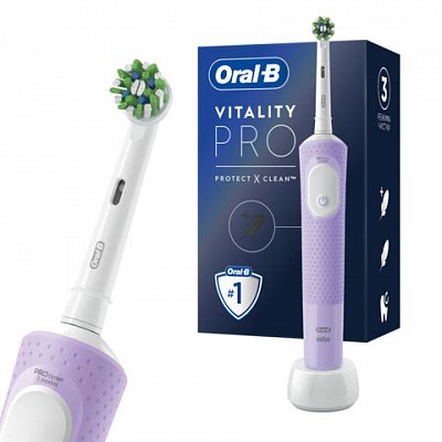Зубная щетка электрическая ORAL-B (Орал-би) Vitality Pro, ЛИЛОВАЯ, 1 насадка