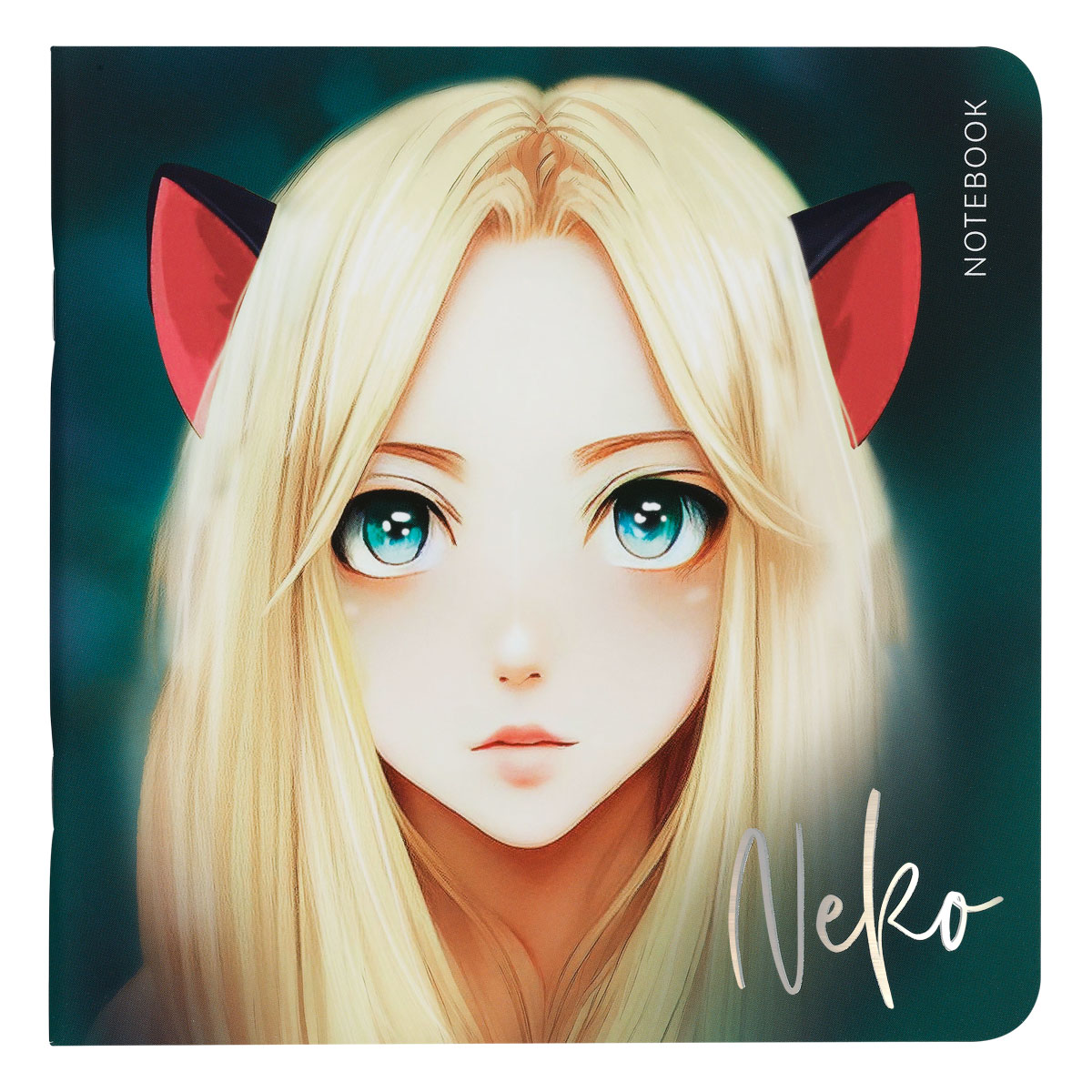 Записная книжка 170×170 мм 40л. на скрепке MESHU «Neko», soft-touch ламинация, тиснение фольгой, блок без линовки, 80г/м2
