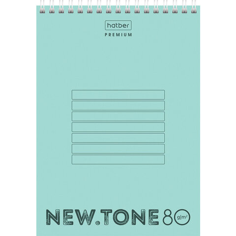 превью Блокнот А5 80л. на гребне Hatber «NEWtone Pastel. Мята», 80г/м2, пластиковая обложка