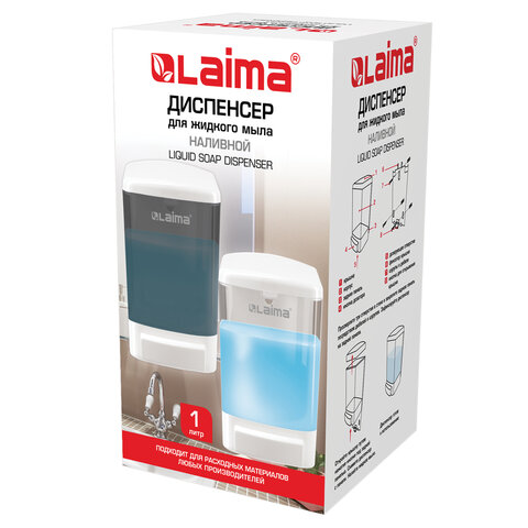 Диспенсер для жидкого мыла ЛАЙМА, наливной, 1 л, ABS, белый (тонированный)