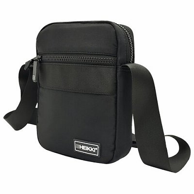 Сумка на плечо HEIKKI COMPACT (ХЕЙКИ) с карманом, черная, 20×16х5 см