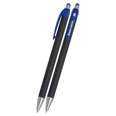 Ручка шариковая автоматическая BRAUBERG «Sakura Black», СИНЯЯ, корпус черный, пишущий узел 0.5 мм, линия письма 0.3 мм