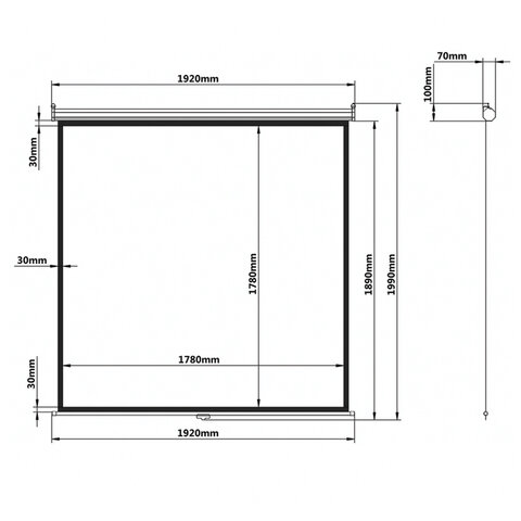 Экран проекционный настенный (180×180 см), матовый, 1:1, BRAUBERG «WALL»