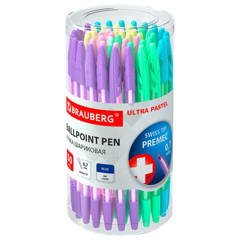 Ручка шариковая BRAUBERG «ULTRA PASTEL», СИНЯЯ, узел 0.7 мм, чернила ГЕРМАНИЯ, наконечник ШВЕЙЦАРИЯ