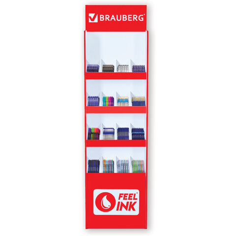 Стойка под письменные принадлежности усиленная BRAUBERG, 180×50х30 см, 4 полки, 16 ячеек, картон