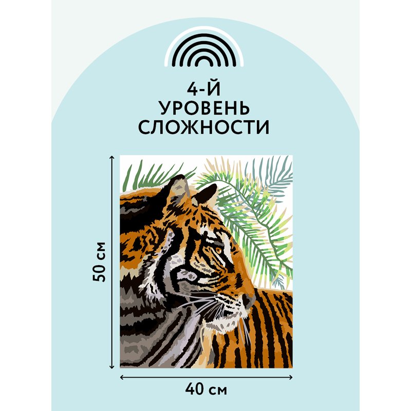 Картина по номерам на холсте ТРИ СОВЫ «Тигриный профиль», 40×50, с акриловыми красками и кистями