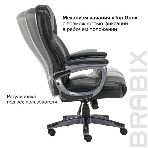 Кресло офисное BRABIX PREMIUM «Favorite EX-577», пружинный блок, рециклированная кожа, черное, 531934