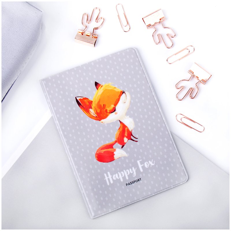 превью Обложка для паспорта MESHU «Happy Fox», ПВХ, 2 кармана