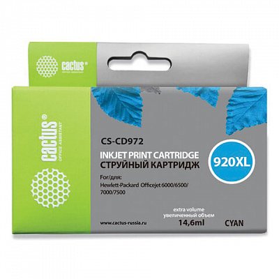 Картридж струйный CACTUS (CS-CD972) для HP Officejet 6000/6500/7000, голубой, 11 мл