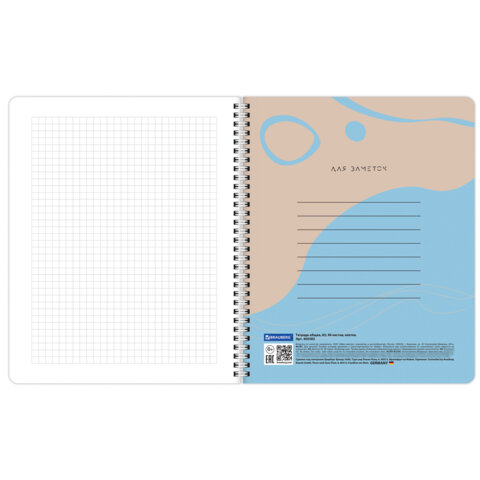Тетради ДЭК А5 96 л. КОМПЛЕКТ 4 шт., BRAUBERG, гребень, клетка, 80 г/м2, Soft-Touch, «Minimal»