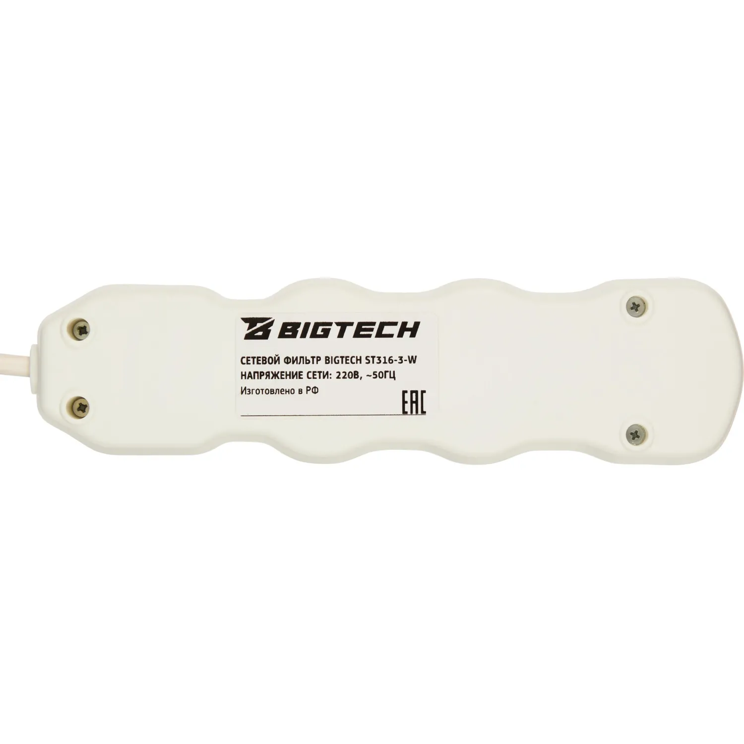 Сетевой фильтр BigTech ST310-1.5-W(3р/1.5м/10А/2.2кВт/3×0.75 мм2/белый)