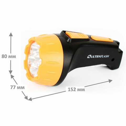 Фонарь аккумуляторный ULTRAFLASH 7хLED+8хLED, 2 режима, выдвижная вилка, заряд от сети
