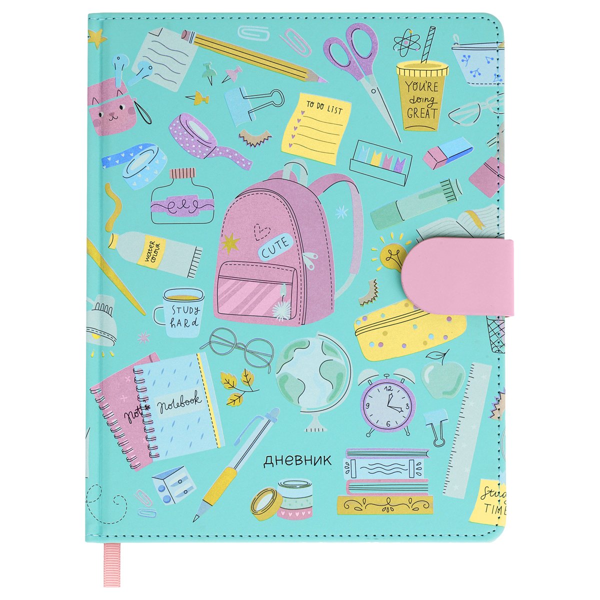 Дневник 1-11 кл. 48л. (твердый) MESHU «Cute», иск. кожа, УФ-печать, магн. клапан, тон. блок, ляссе