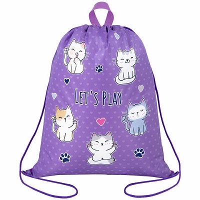 Мешок для обуви BRAUBERG KIDS, с петлей, 42×34 см, «Playing kittens»
