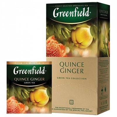 Чай Greenfield Quince Ginger зеленый с ароматом японской айвы и имбиря 25 пакетиков