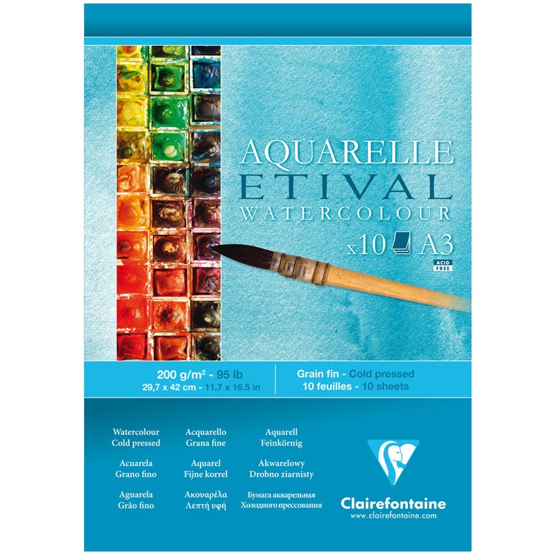 превью Альбом для акварели 10л., А3, на склейке Clairefontaine «Etival», 200г/м2, холодное прессование