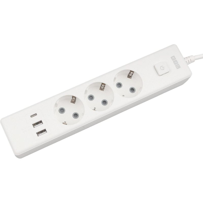Удлинитель Power Cube, 3р с/з вык.,3USB, 3500 Вт, 16А,1.9 м, 3×1.0 (белый)