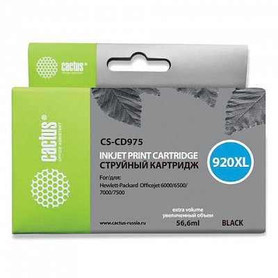 Картридж струйный CACTUS (CS-CD975) для HP Officejet 6000/6500/7000, черный, 35 мл