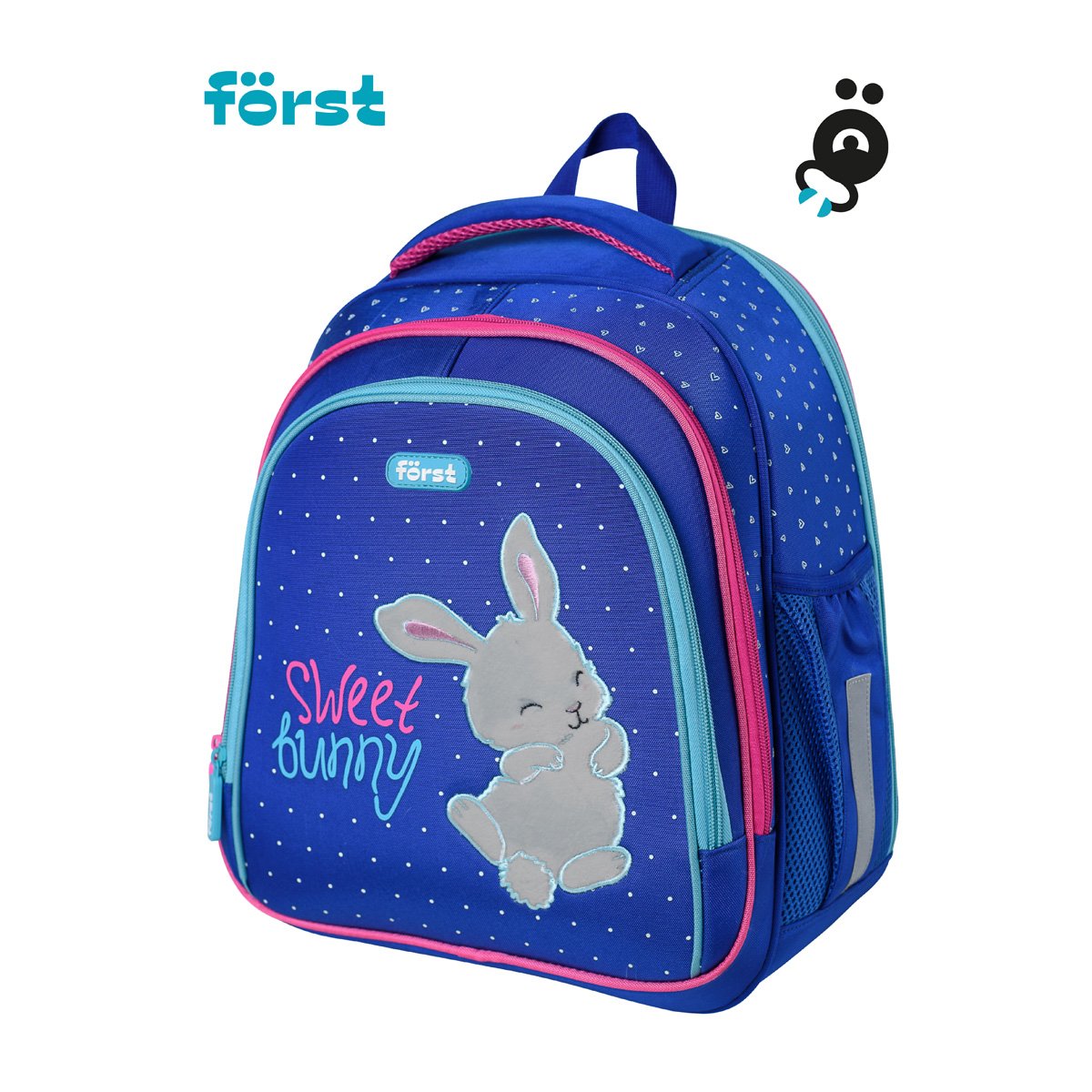 Ранец Först F-BASE «Sweet bunny» 36×29×17 см, 3 отделения, 2 кармана, анатомическая спинка