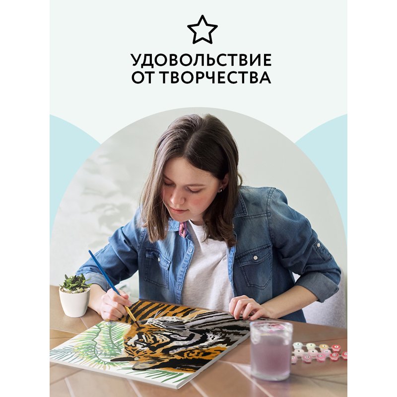 Картина по номерам на холсте ТРИ СОВЫ «Тигриный профиль», 40×50, с акриловыми красками и кистями