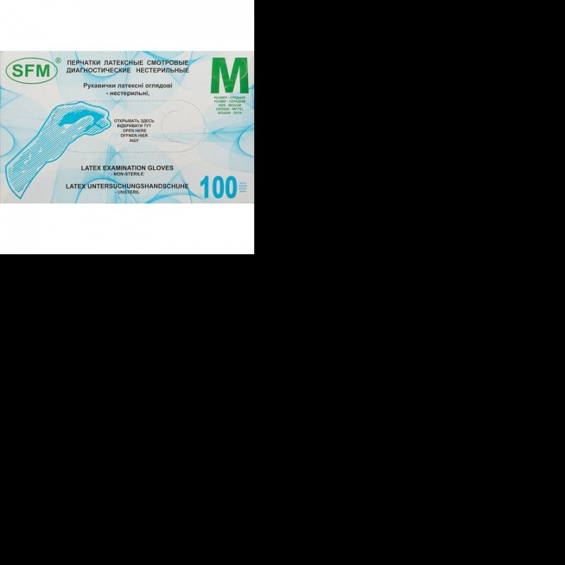 Мед. смотров. перчатки латекс. нестер. с пудрой SFM (М) 50пар/уп