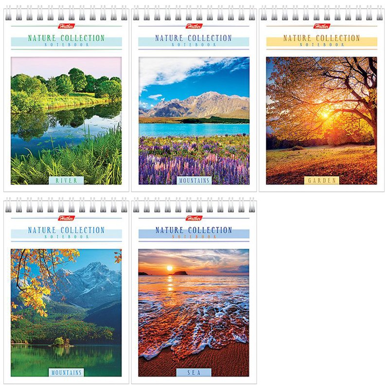 Блокнот А6, 80 л., гребень, обложка мелованный картон, HATBER, «Nature Collection», 105×140 мм