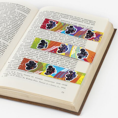 Закладки для книг с магнитом «МОНСТР-ТРАК», набор 6 шт., блестки, 25×196 мм, ЮНЛАНДИЯ, 111636