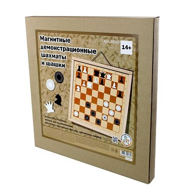 Игра Шахматы и шашки магн. демонстрац. доска 37×37х2.5см, фигуры в наб 04361