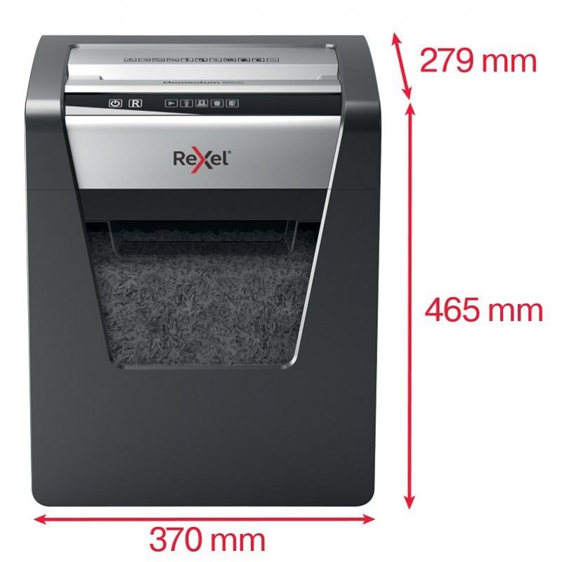Уничтожитель (шредер) Rexel Momentum M510, 1-3 человек, 5 уровень секретности, фрагменты 2×15 мм, 10 листов, 23 л