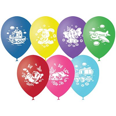 Воздушные шары, 50шт., М12/30см, Поиск «Детская тематика», пастель, шелк