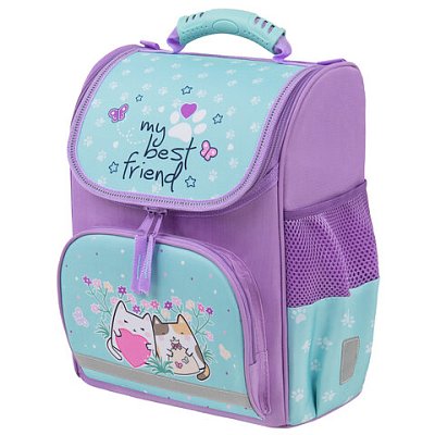 Ранец ПИФАГОР BASIC, 1 отделение, 3 кармана, эргономичная спинка, «Cat friends», 35×28х18 см